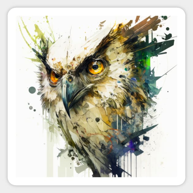 Owl Bird Portrait Animal Painting Wildlife Outdoors Adventure Sticker by Cubebox